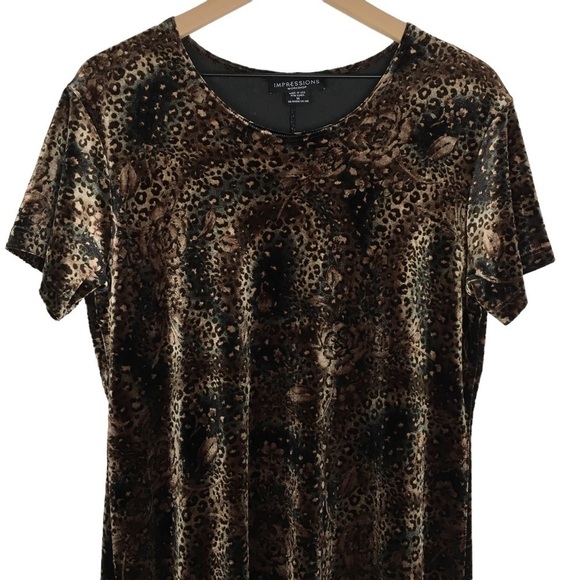 VINTAGE 90s Mini Dress Crushed Velvet Animal Print Rose Floral Whimsigoth Medium - Picture 2 of 9